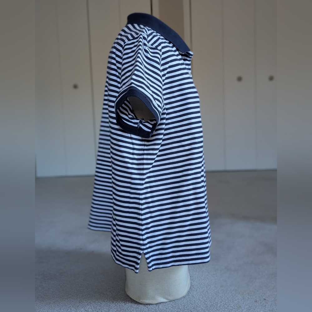 L L Bean Set of Pink And Navy & White Striped Cotton Relaxed Fit Polo Shirts - Picture 11 of 16